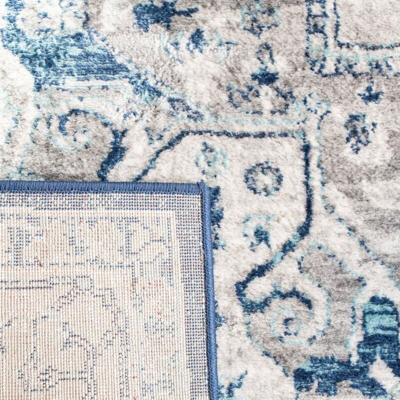 Evart Oriental Light Gray Blue Area Rug-9'x9' thumbnail 4