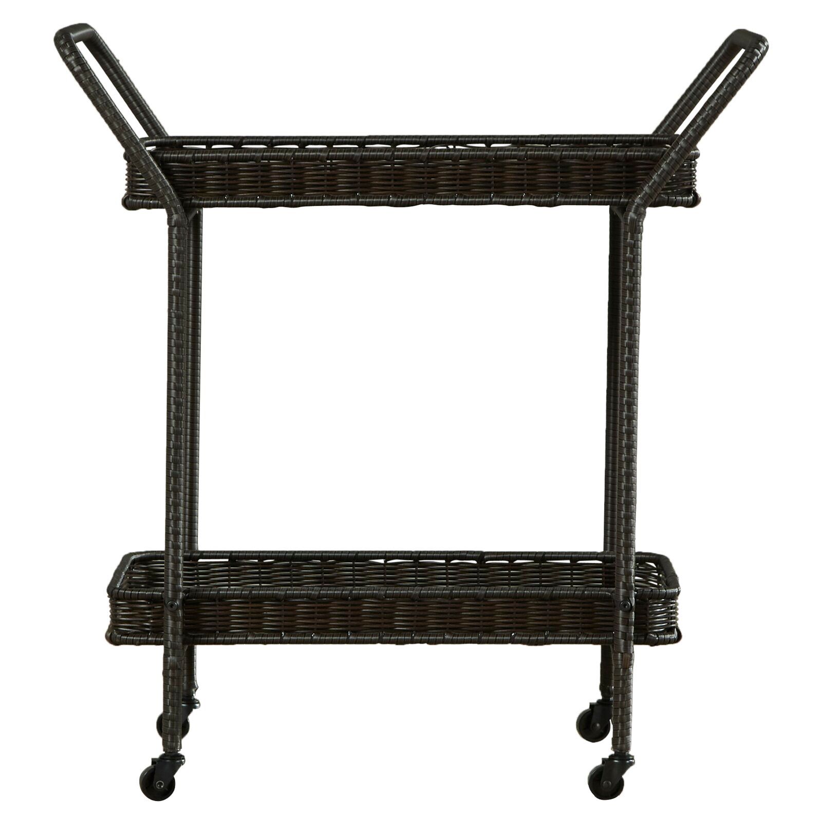 Warba Bar Cart with Metal Frame and Wicker Outer thumbnail 3
