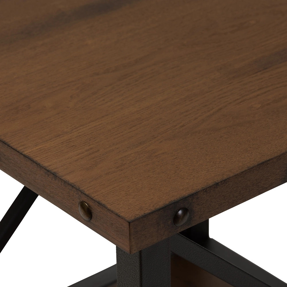 Baxton Studio Black Textured Metal Wood occasional End Table thumbnail 5