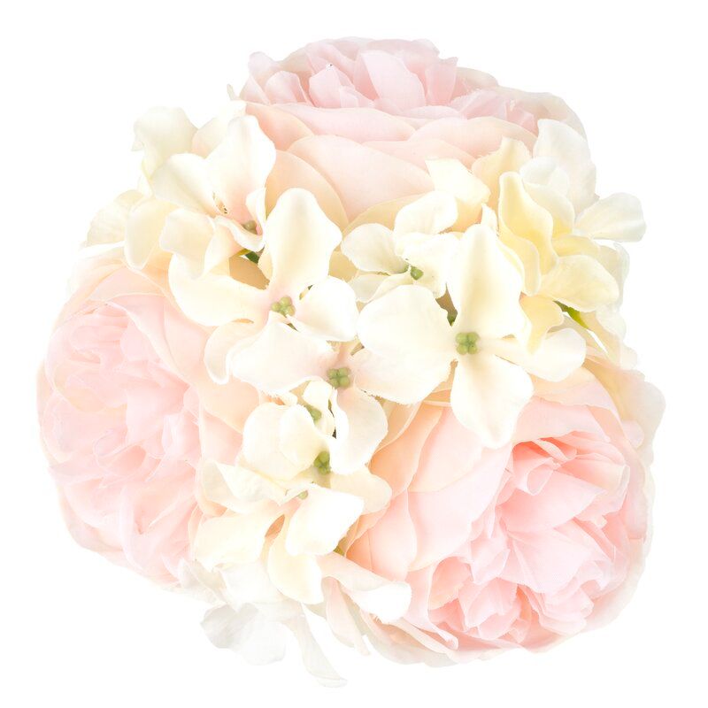 Hydrangea and Rose Floral Arrangement in Glass Vase thumbnail 3