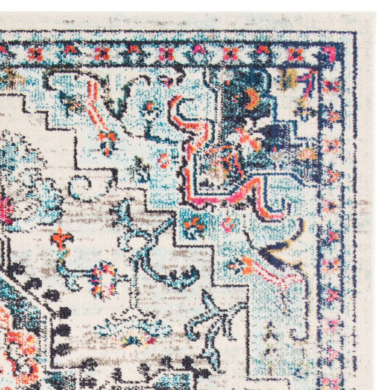 Felty Oriental Cream And Blue Area Rug 9' x 9' thumbnail 5