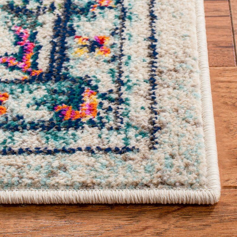 Felty Oriental Cream And Blue Area Rug 9' x 9' thumbnail 3