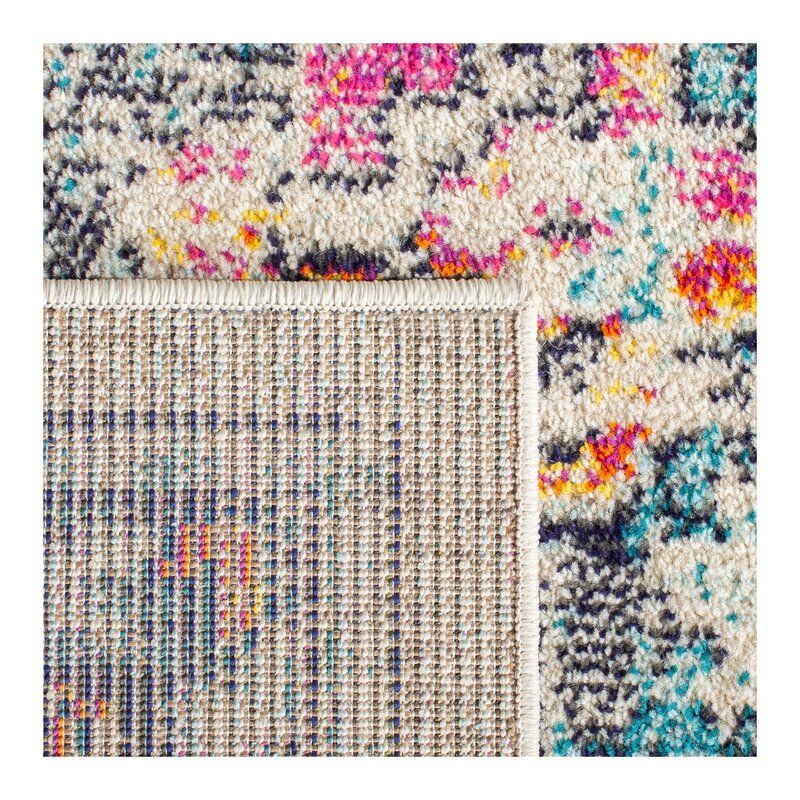 Felty Oriental Cream And Blue Area Rug 9' x 9' thumbnail 4