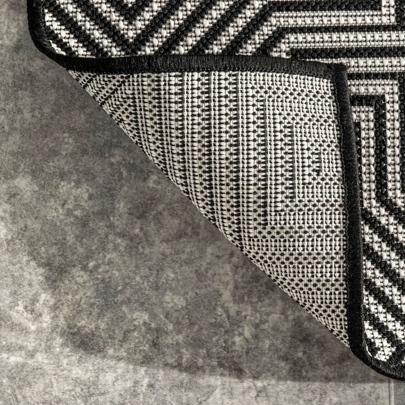 Cahuilla Geometric Black White Indoor Outdoor Area Rug 5'x8' thumbnail 4