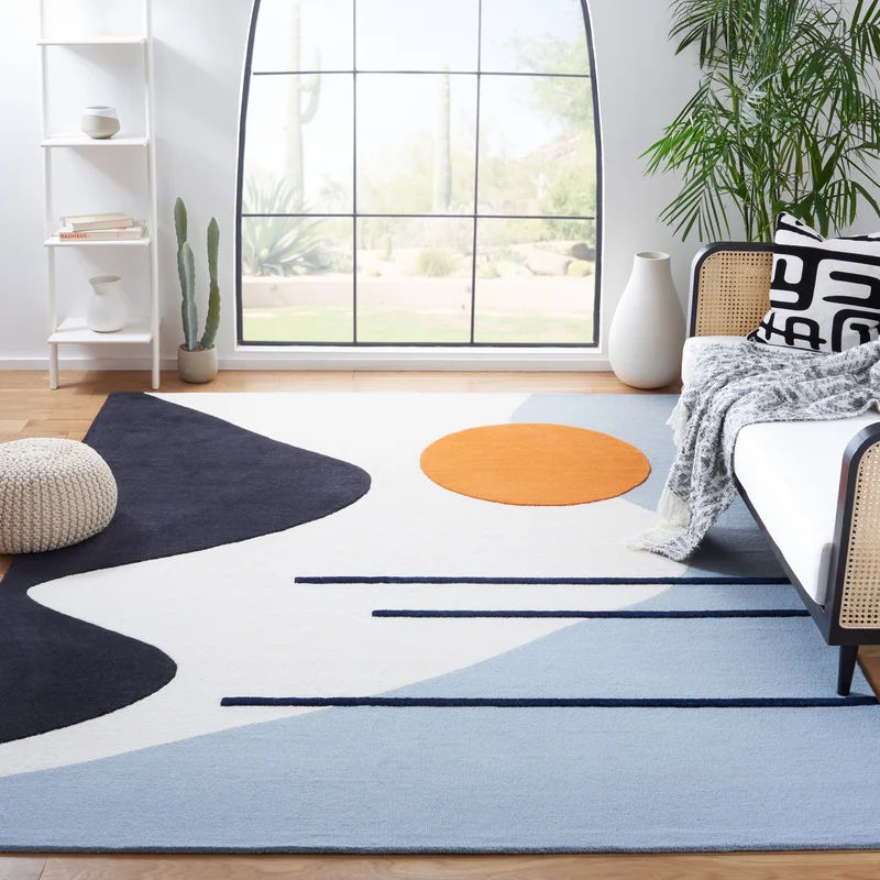 Dash Ivory Blue Tufted Wool Area Rug-9'x12' thumbnail 2