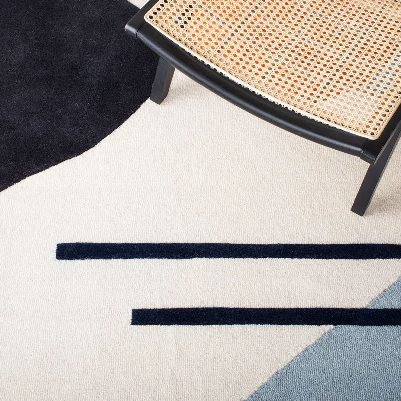 Dash Ivory Blue Tufted Wool Area Rug-9'x12' thumbnail 4