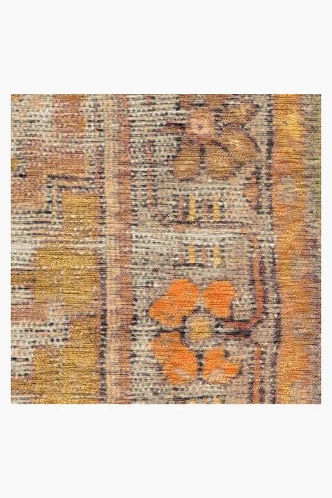 Vintage Daisy Bordered Tangerine Rug 6'x9' thumbnail 3