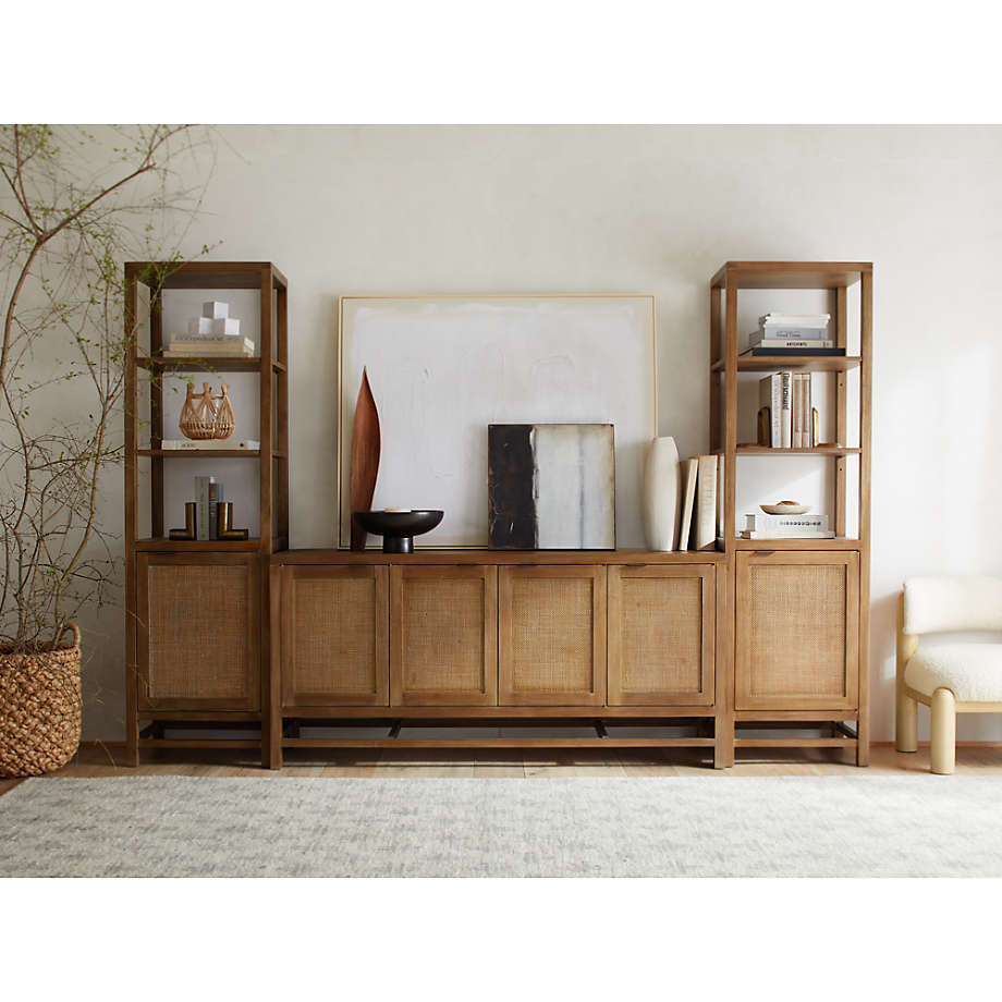 Blake Light Brown Teak and Rattan Media Console thumbnail 2