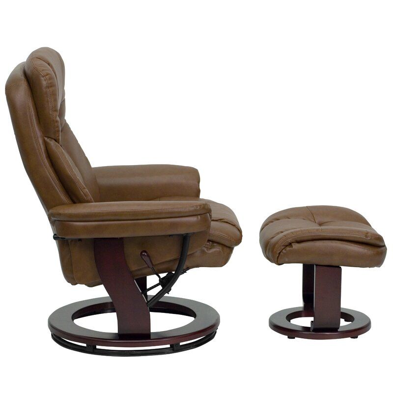 Wide Manual Swivel Standard Recliner with Ottoman thumbnail 4