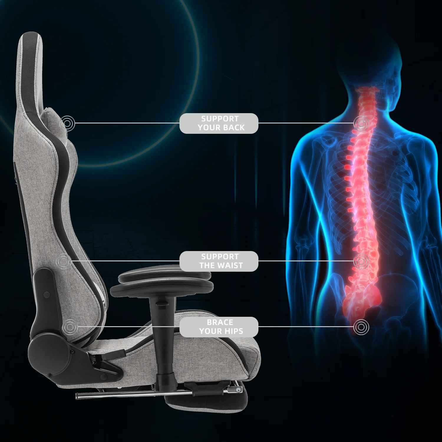 Ergonomic High Back Reclining PC and Racing Game Chair thumbnail 3