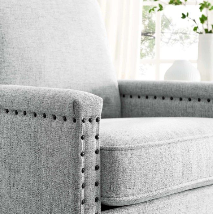 Shonta Upholstered Fabric Armchair Light Gray thumbnail 5