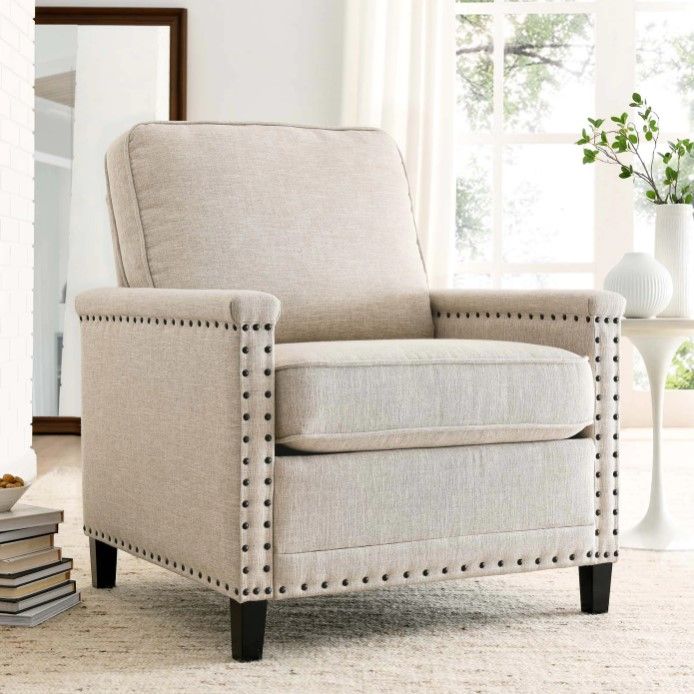 Shonta Upholstered Fabric Armchair Beige thumbnail 2