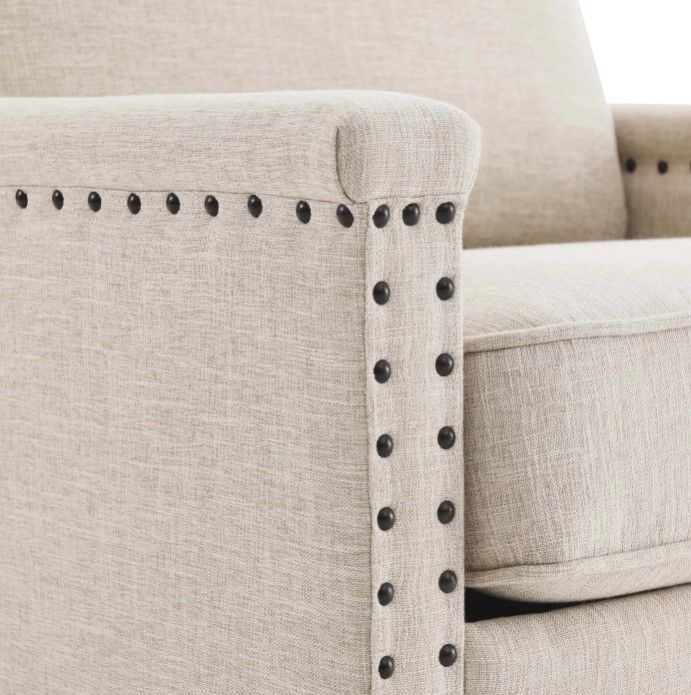 Shonta Upholstered Fabric Armchair Beige thumbnail 5