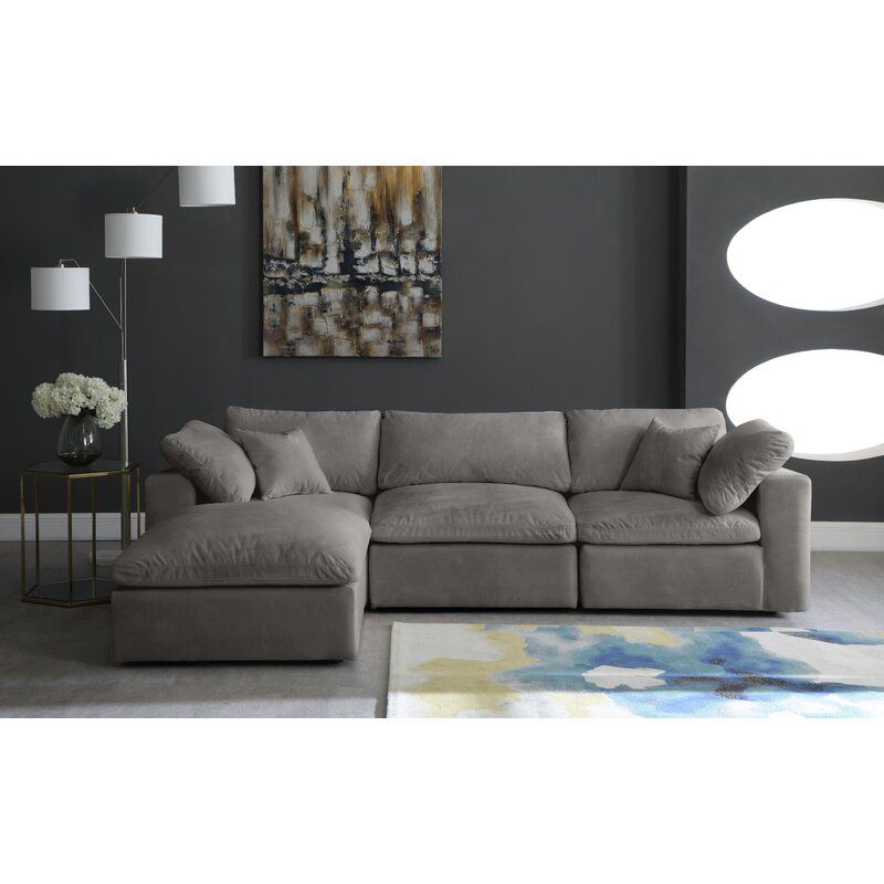 Millersburg Velvet Modular Sofa and Chaise with Ottoman thumbnail 2