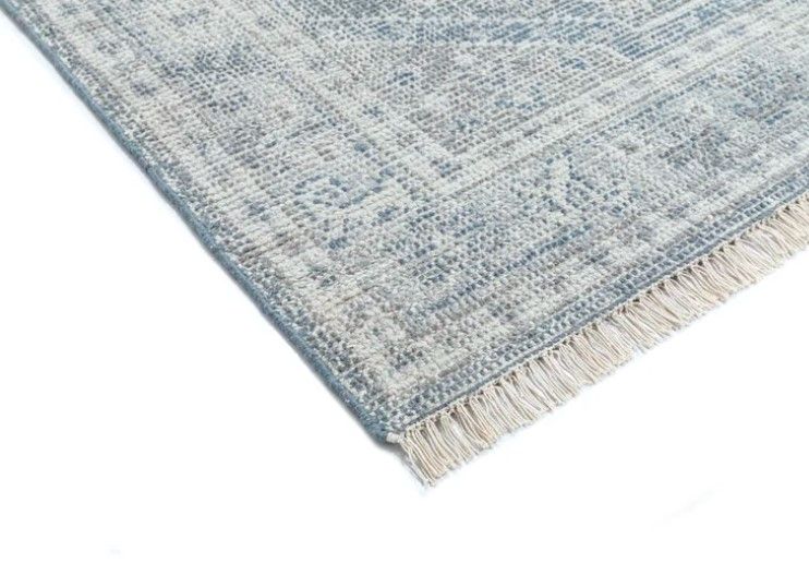 Hand Knotted Abstract Area Rug In Blue-5'x 8' thumbnail 4