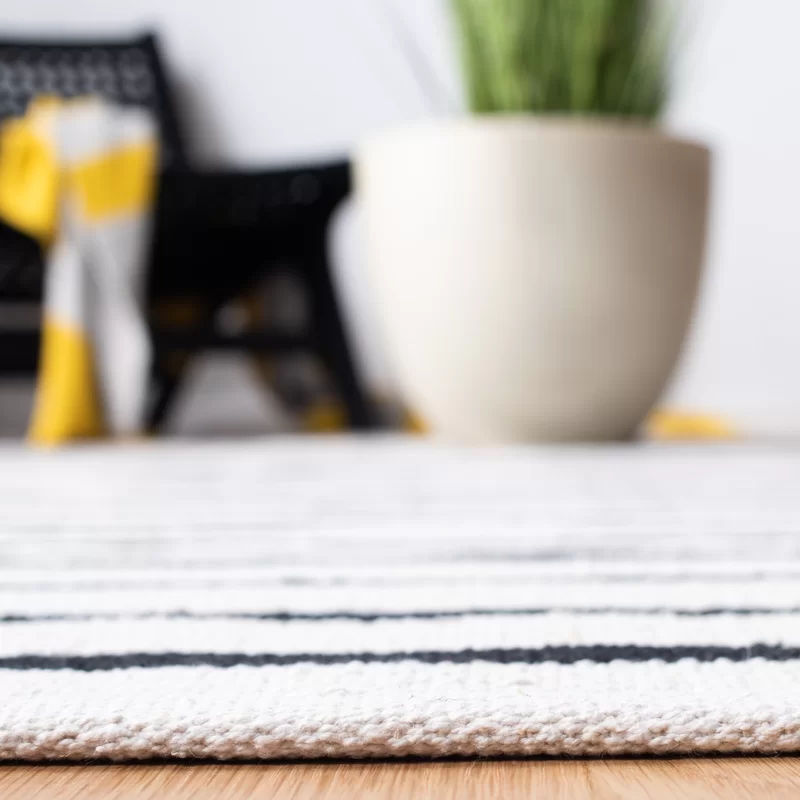 Mozingo Ivory Black Handwoven Cotton Area Rug 9' x 12' thumbnail 3