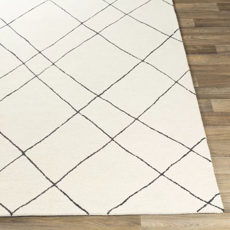 Seaton Black Cream Tufted Wool Area Rug 8'10" x 12' thumbnail 3