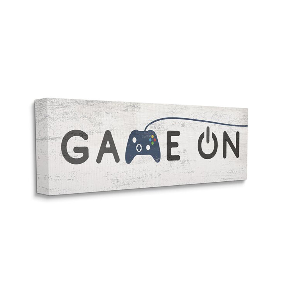 Game On Video Gamer Phrase Blue Vintage Controller Without Frame 48"x20" thumbnail 3