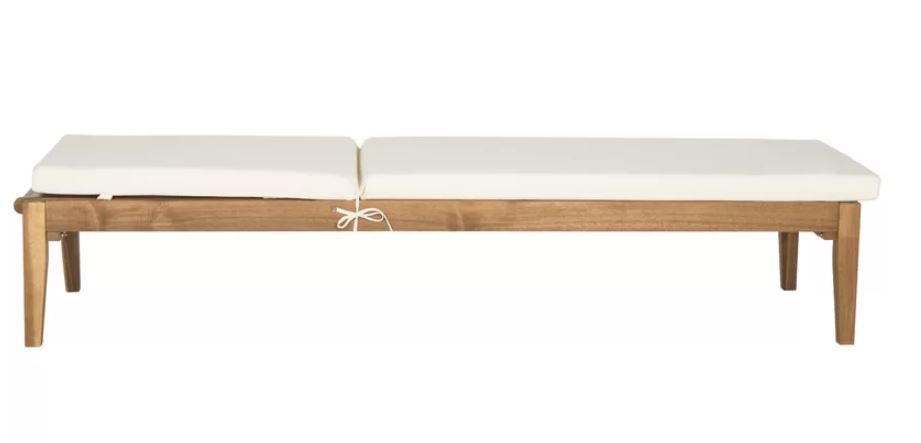 Long Reclining Acacia Single Chaise with Cushion thumbnail 5