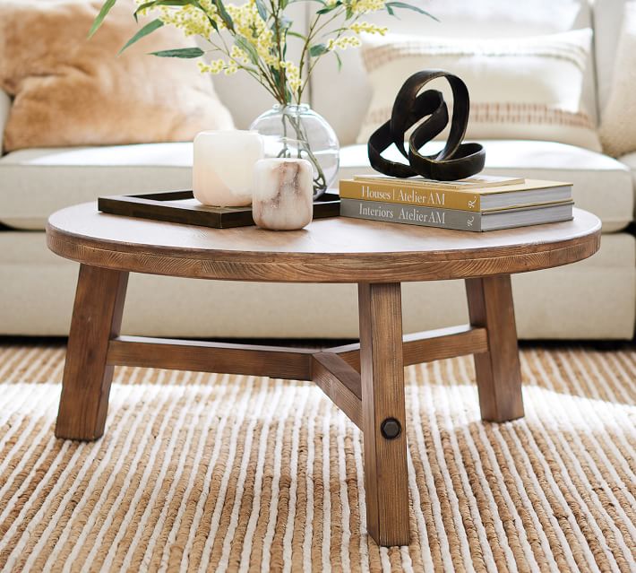 Rustic Farmhouse Round Coffee Table thumbnail 2