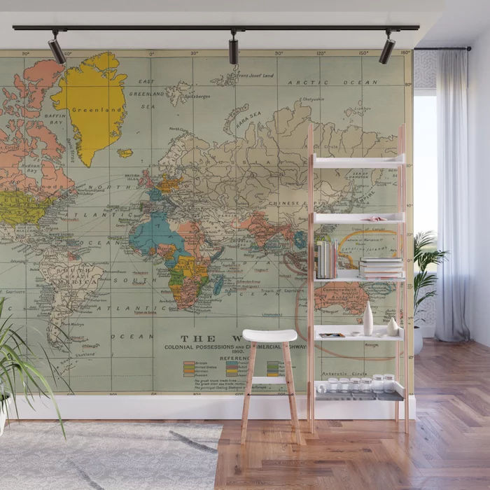 Vintage world map Wall Mural-12'x8' thumbnail 2