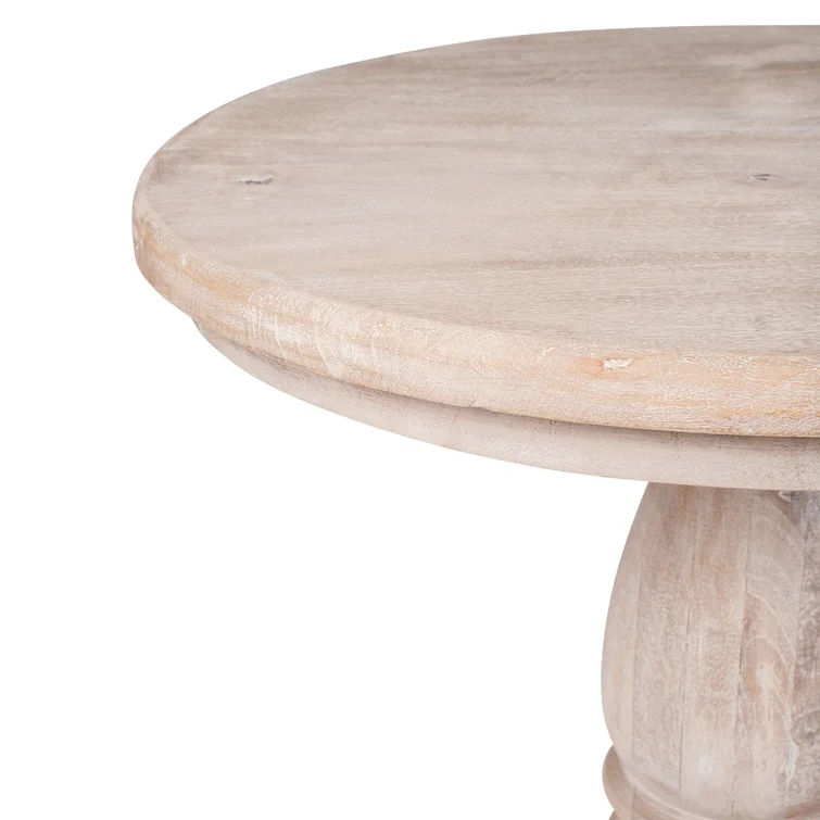 Barela Tall Solid Wood Pedestal End Table thumbnail 2