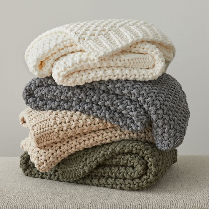 Chunky Cotton Knit Throw thumbnail 3