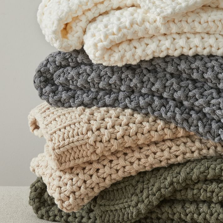 Chunky Cotton Knit Throw thumbnail 4