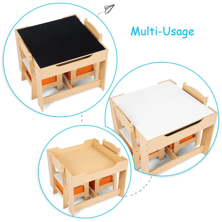 Kids 3 Piece Square Play Activity Table and Chair Set thumbnail 5