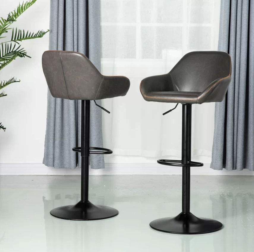 Thibodeaux Swivel Adjustable Height Bar Stool set of 2 thumbnail 2