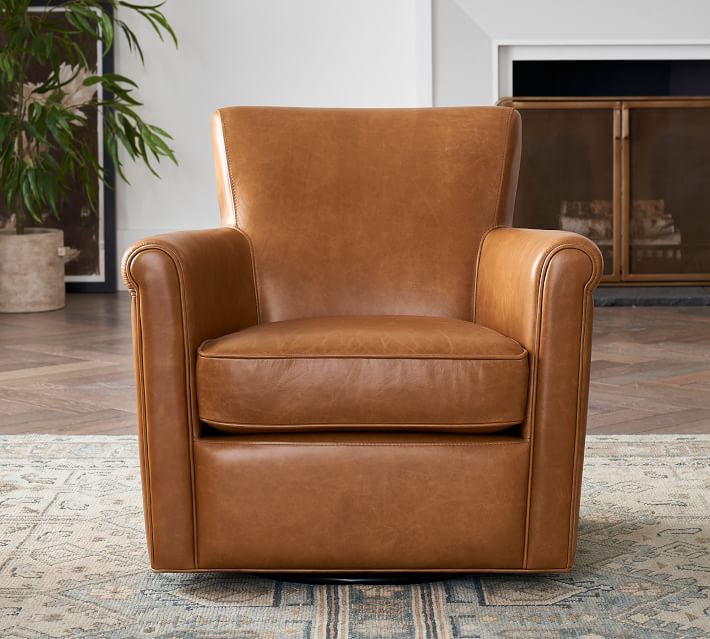 Irving Leather Swivel Armchair thumbnail 3