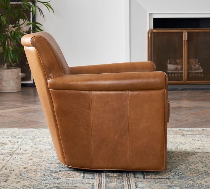 Irving Leather Swivel Armchair thumbnail 4