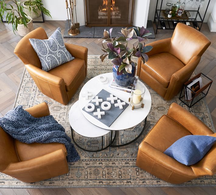 Irving Leather Swivel Armchair thumbnail 7