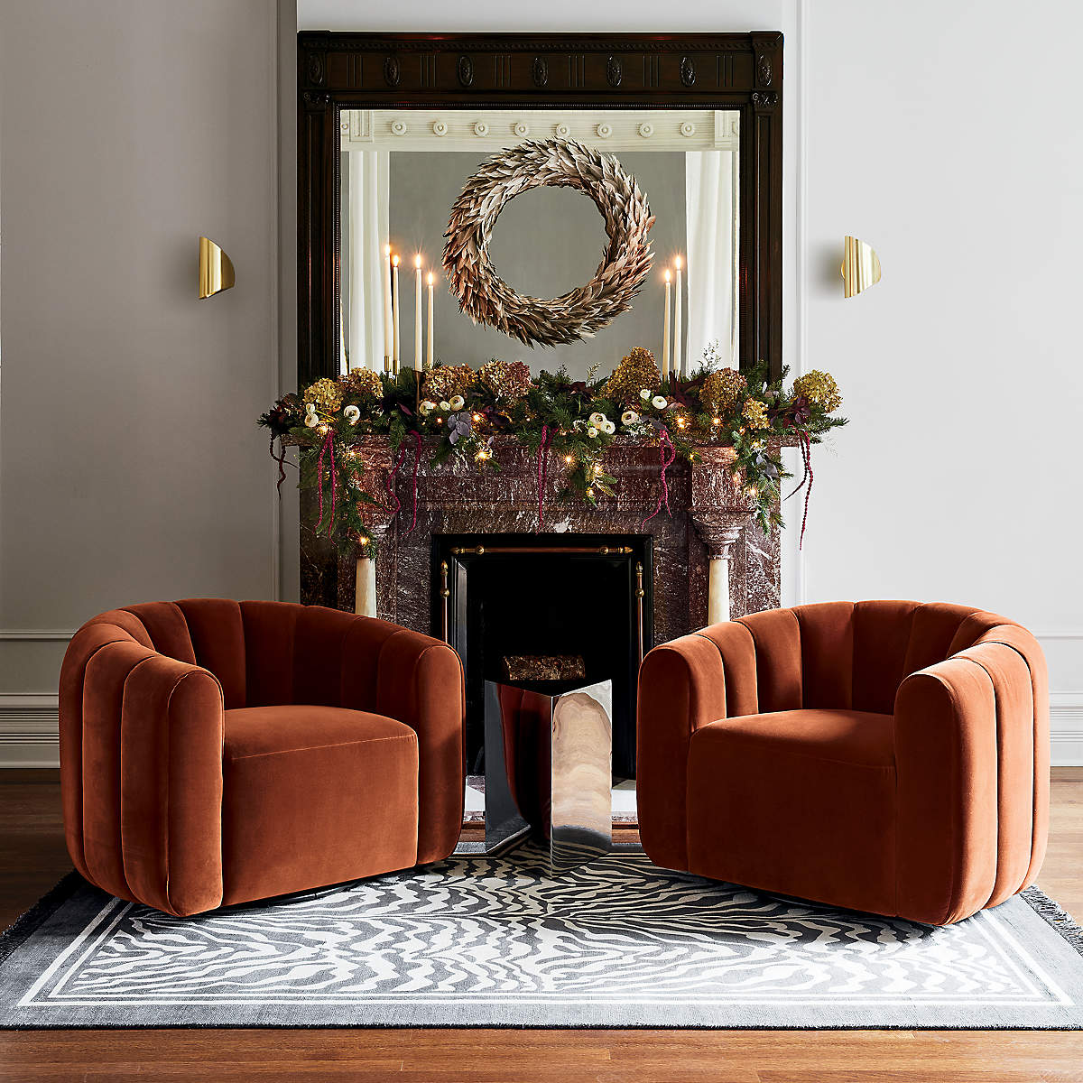 Fitz Russet Velvet Swivel Chair thumbnail 2