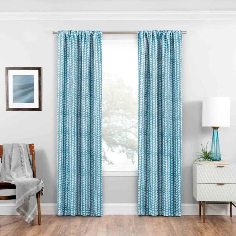 Olivares Geometric Blackout Thermal Rod Pocket Single Curtain Panel 95" thumbnail 2