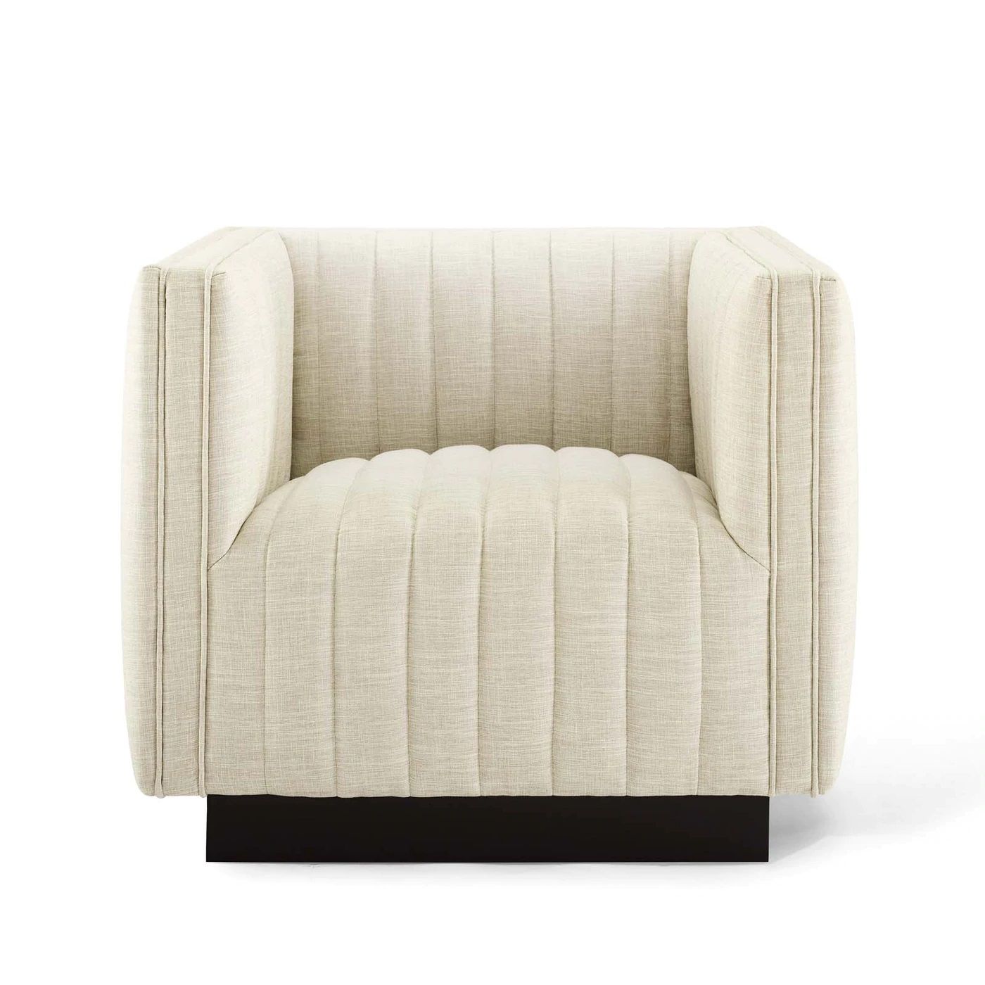 Journe Channel Tufted Fabric Armchair - Beige thumbnail 3