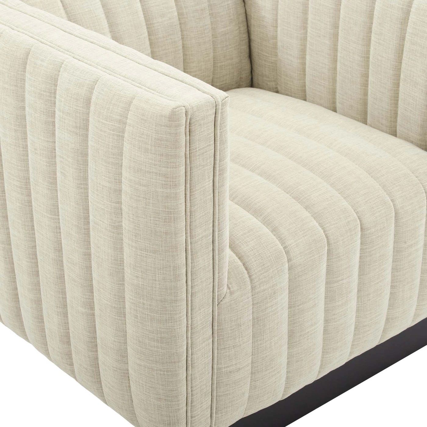 Journe Channel Tufted Fabric Armchair - Beige thumbnail 5