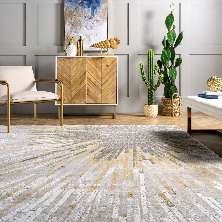 Nissen Gold/Ivory/Gray Area Rug 8'x10' thumbnail 2