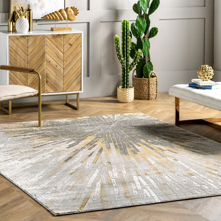 Nissen Gold/Ivory/Gray Area Rug 8'x10' thumbnail 3
