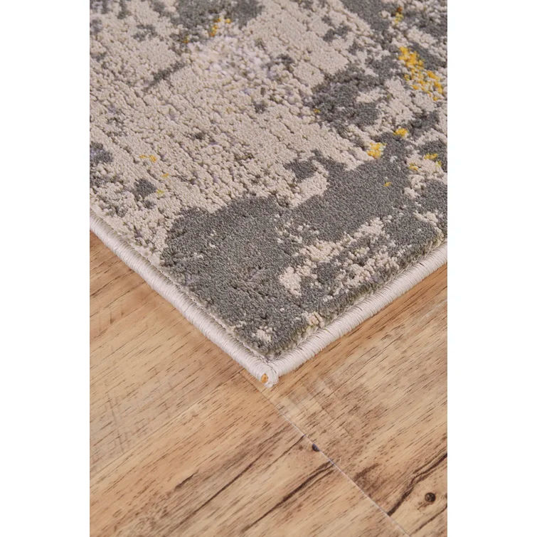 Reichenbach Abstract Ivory Gold Yellow Area Rug-8'x11' thumbnail 3