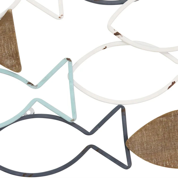Wood and Metal School of Fish Wall Decor thumbnail 3