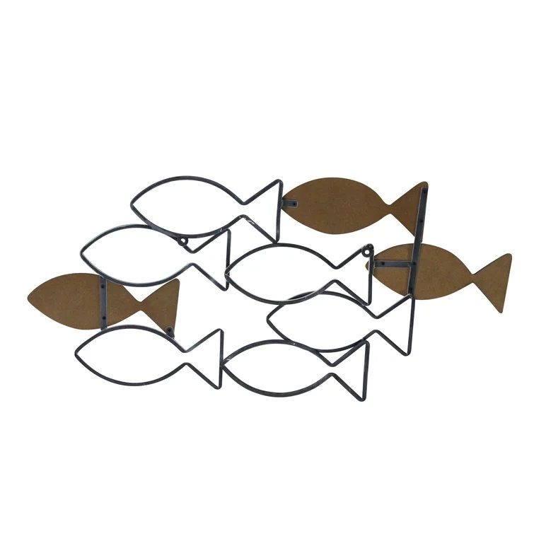 Wood and Metal School of Fish Wall Decor thumbnail 4