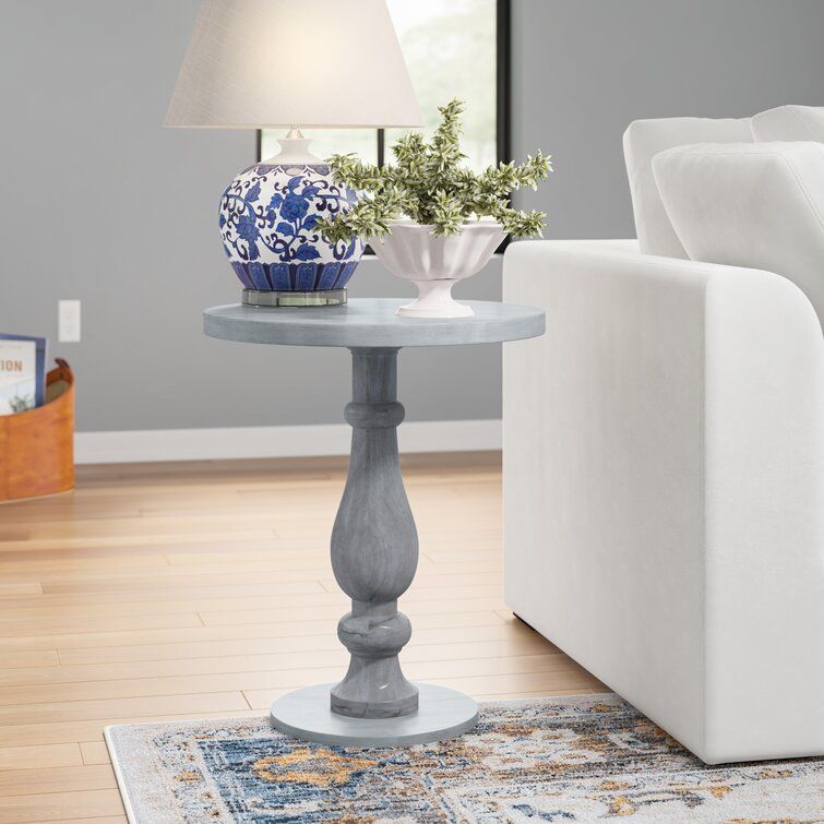Blumberg Tall Solid Wood Pedestal End Table thumbnail 2