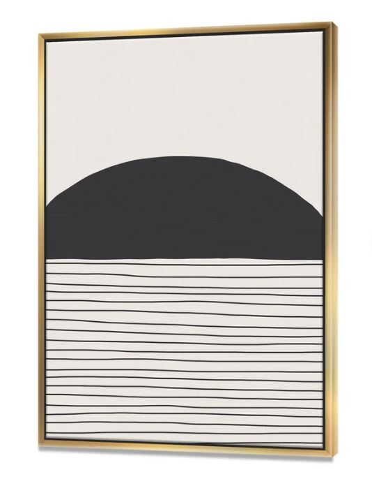 Minimal Geometric Lines And Circle V with frame-36''x46'' thumbnail 3