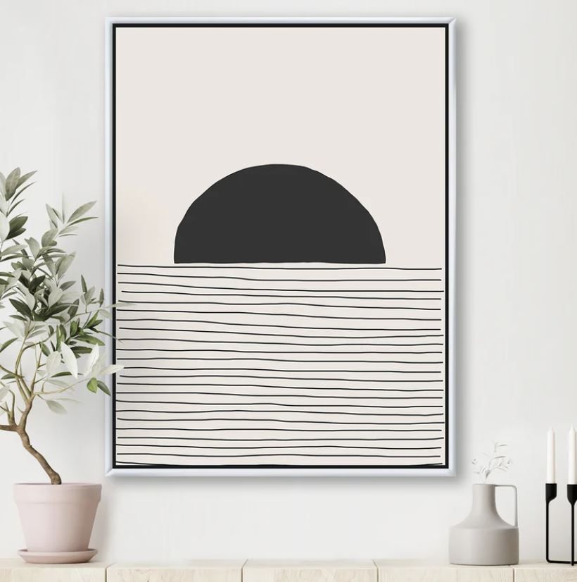 Minimal Geometric Lines And Circle V with frame-36''x46'' thumbnail 2