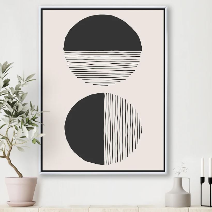 Minimal Geometric Lines And Circle IV with frame-36''x46'' thumbnail 2