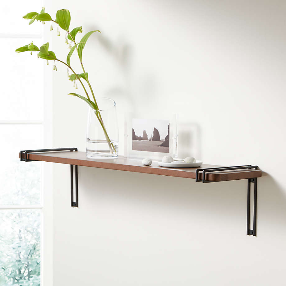 Riggs Walnut Shelf with Black Duo Band Brackets thumbnail 2