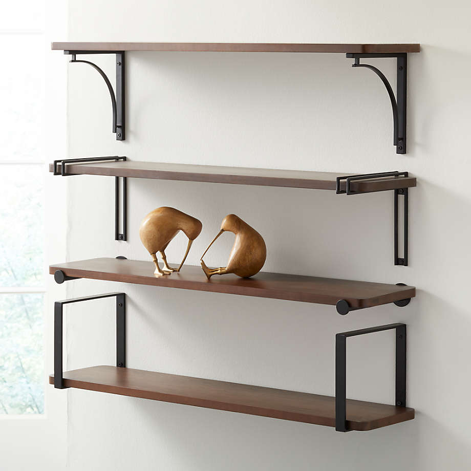 Riggs Walnut Shelf with Black Duo Band Brackets thumbnail 3