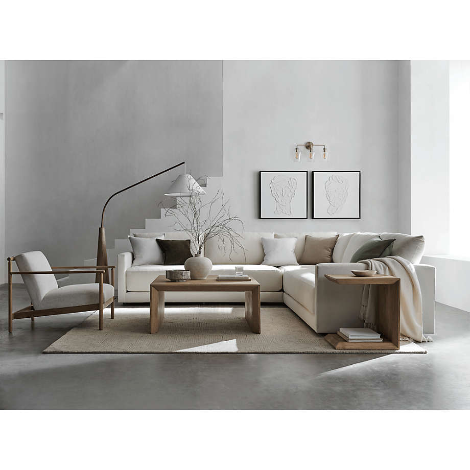 Gibson Wood Hanging Arc Floor Lamp with White Shade thumbnail 6