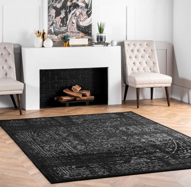 Adetoun Oriental BlackGray Area Rug-7'6''x9'6'' thumbnail 2